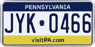 PA license plate JYK0466