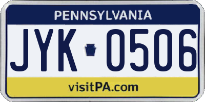 PA license plate JYK0506