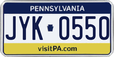 PA license plate JYK0550