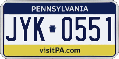 PA license plate JYK0551