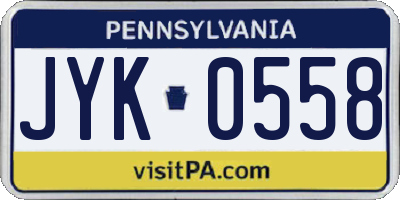 PA license plate JYK0558