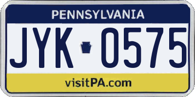 PA license plate JYK0575