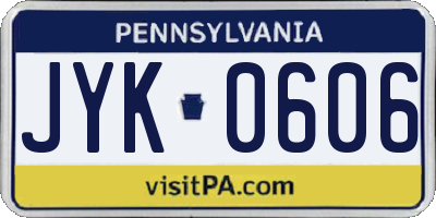 PA license plate JYK0606
