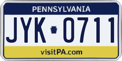 PA license plate JYK0711