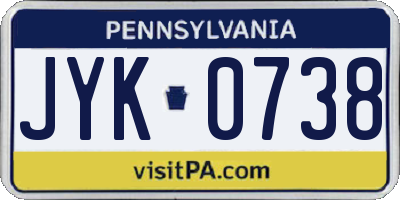 PA license plate JYK0738