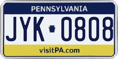 PA license plate JYK0808