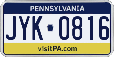 PA license plate JYK0816