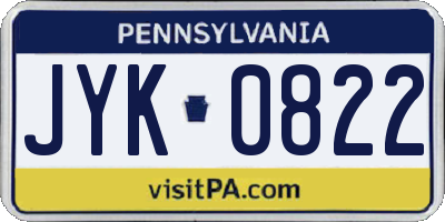 PA license plate JYK0822