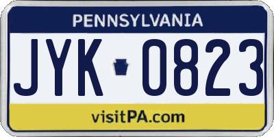 PA license plate JYK0823