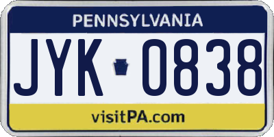 PA license plate JYK0838