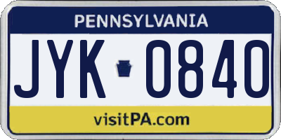 PA license plate JYK0840