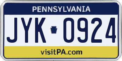 PA license plate JYK0924
