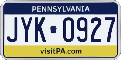 PA license plate JYK0927