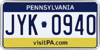 PA license plate JYK0940