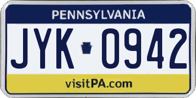 PA license plate JYK0942