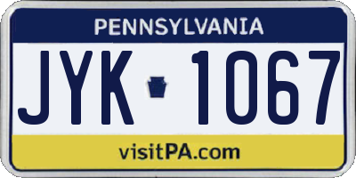 PA license plate JYK1067