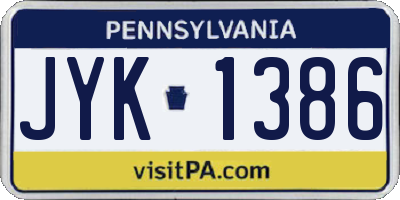 PA license plate JYK1386