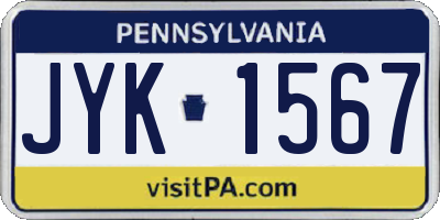 PA license plate JYK1567