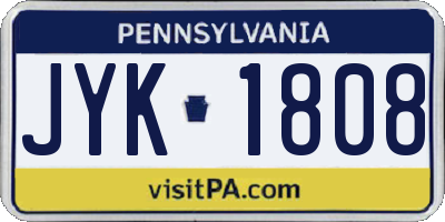 PA license plate JYK1808