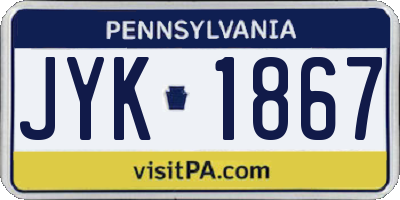 PA license plate JYK1867