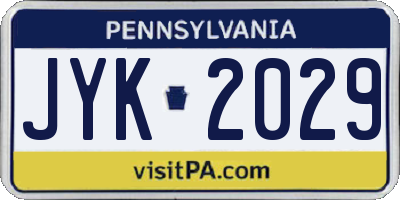 PA license plate JYK2029