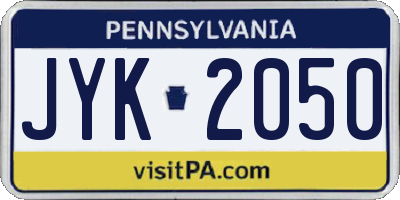 PA license plate JYK2050