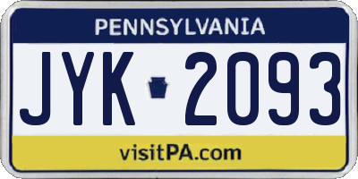 PA license plate JYK2093
