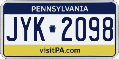 PA license plate JYK2098