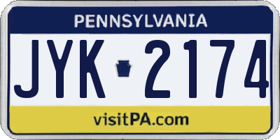 PA license plate JYK2174