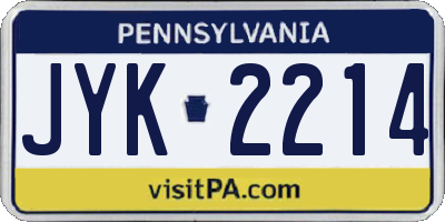PA license plate JYK2214