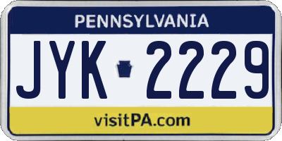 PA license plate JYK2229