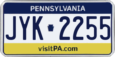 PA license plate JYK2255