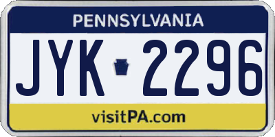 PA license plate JYK2296