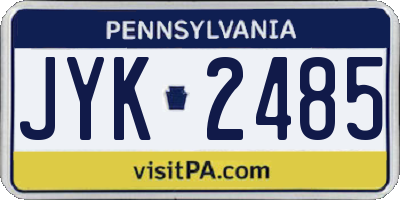 PA license plate JYK2485