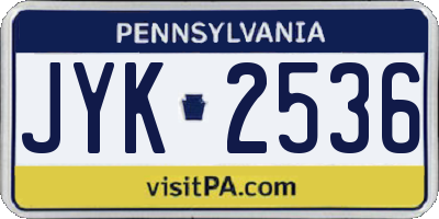 PA license plate JYK2536