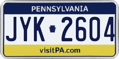 PA license plate JYK2604