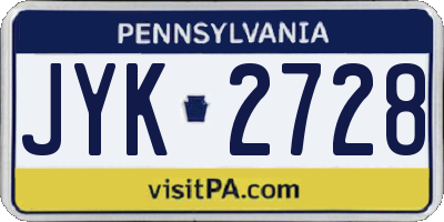 PA license plate JYK2728