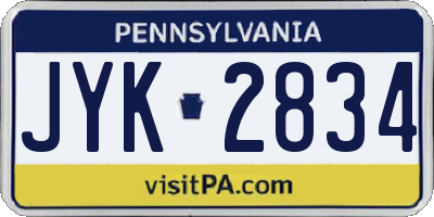 PA license plate JYK2834