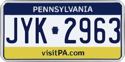 PA license plate JYK2963