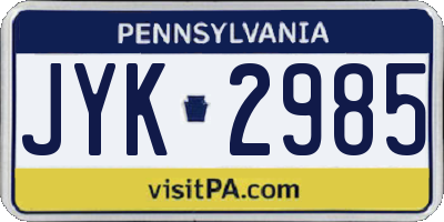 PA license plate JYK2985