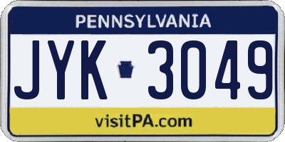 PA license plate JYK3049