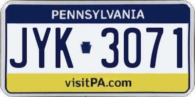 PA license plate JYK3071