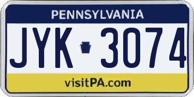 PA license plate JYK3074