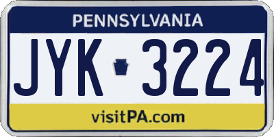 PA license plate JYK3224