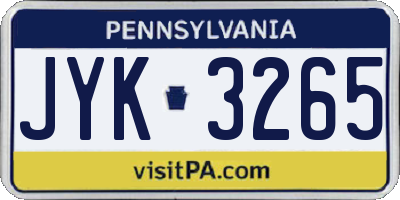 PA license plate JYK3265