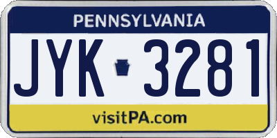 PA license plate JYK3281