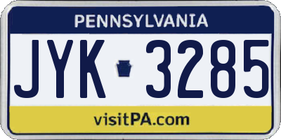 PA license plate JYK3285