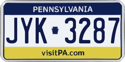 PA license plate JYK3287