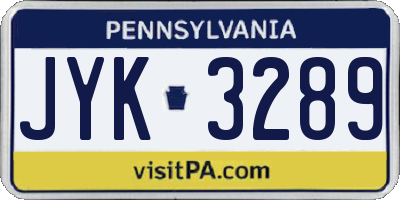 PA license plate JYK3289