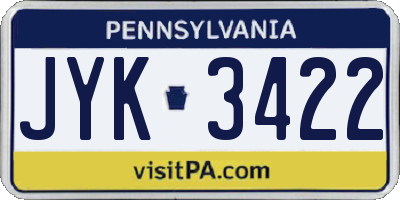 PA license plate JYK3422